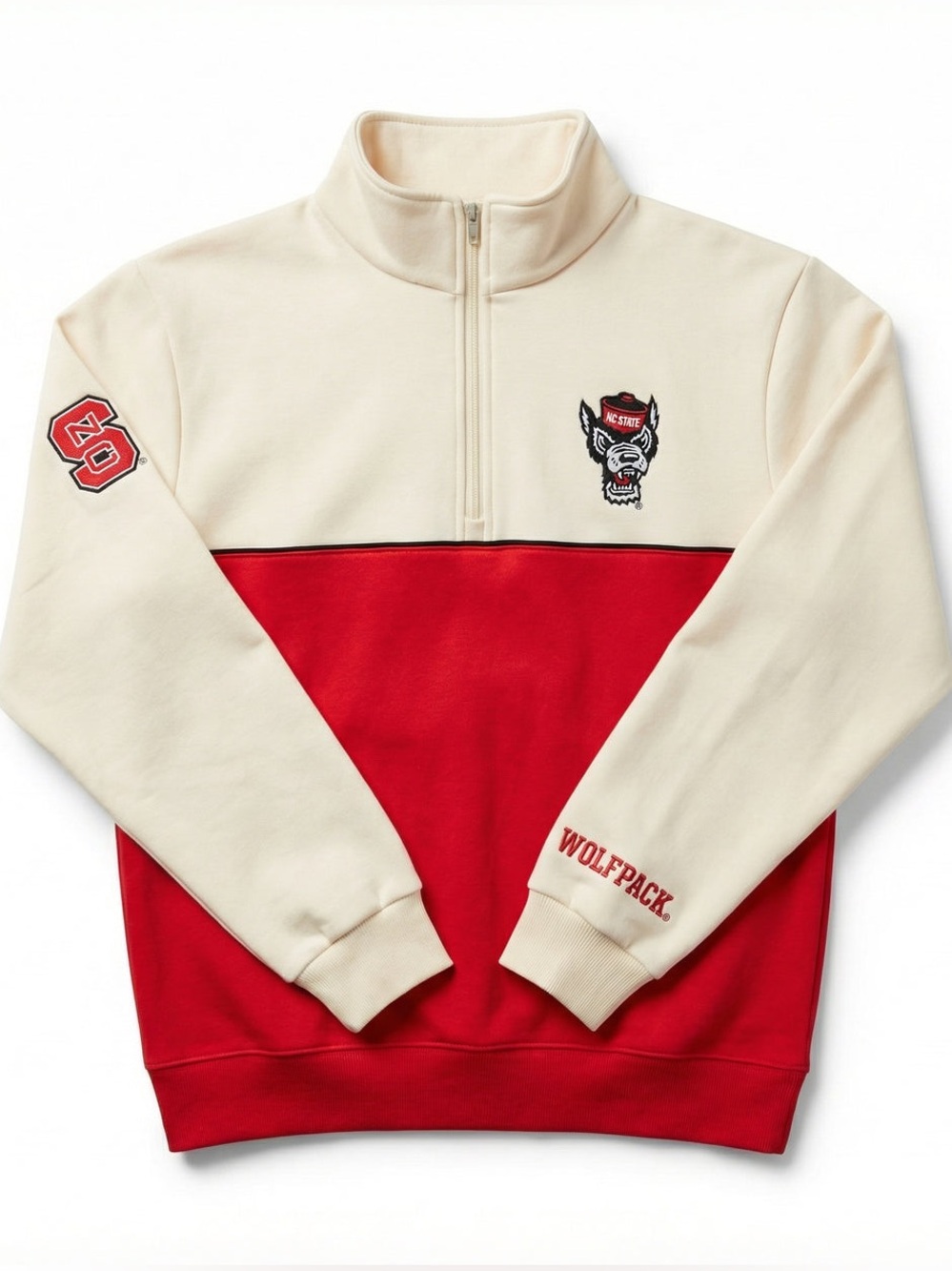 Vintage NC STATE Wolfpack Embroidered Quarter-Zip Sweatshirt